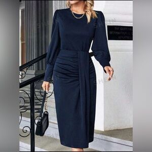 Navy Blue Fitted Dress